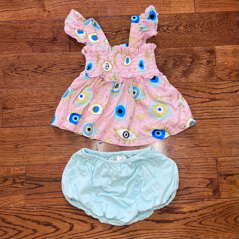 Posh Peanut Celestial Fiona Smocked Bummie Set